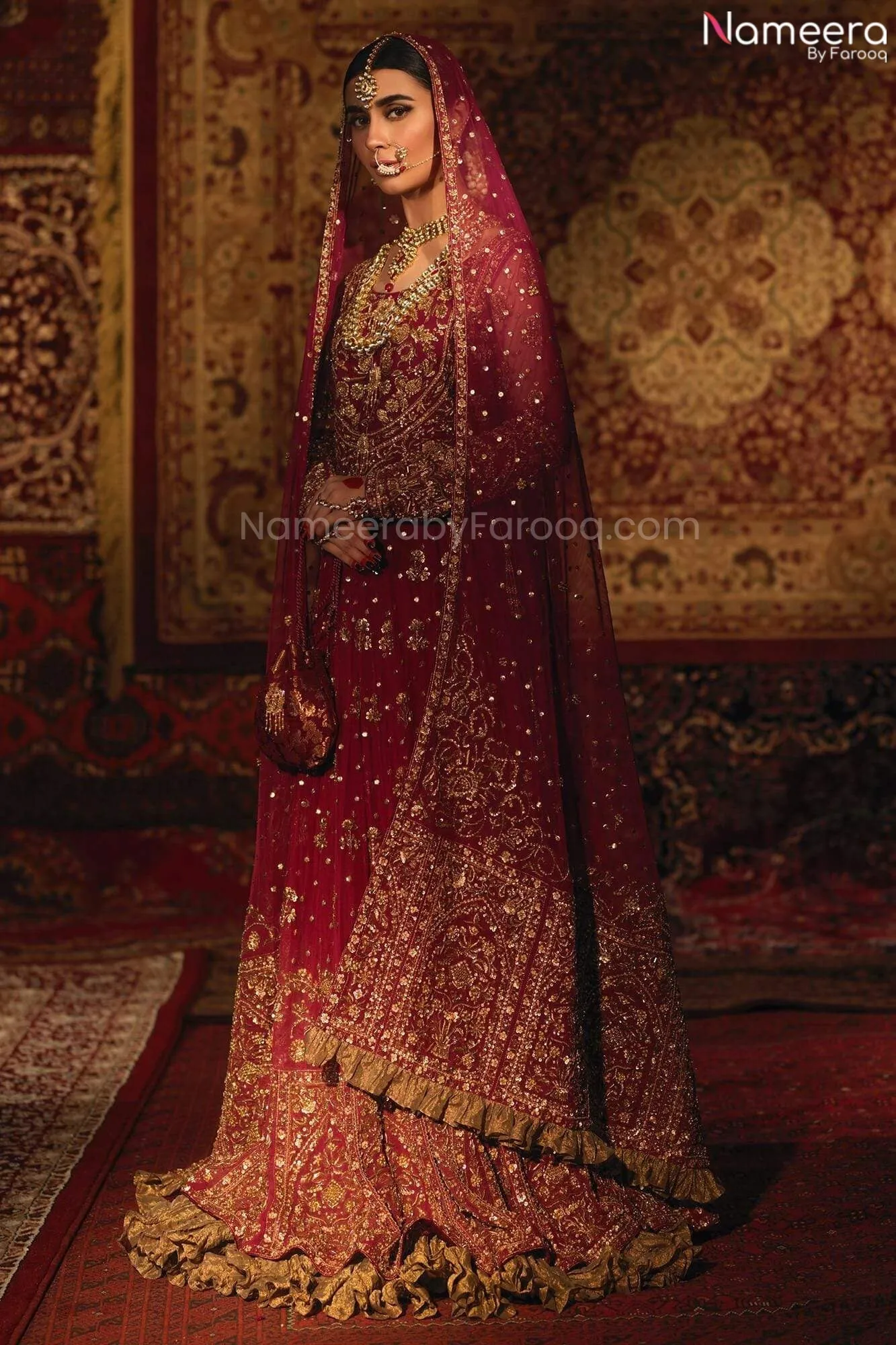 Pakistani Red Lehenga Dress for Wedding Wear #BN981