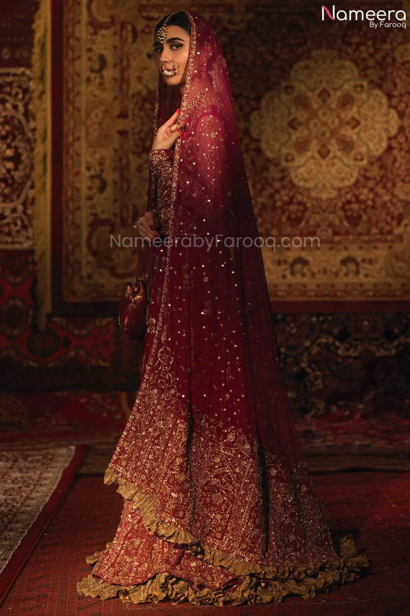 Pakistani Red Lehenga Dress for Wedding Wear #BN981