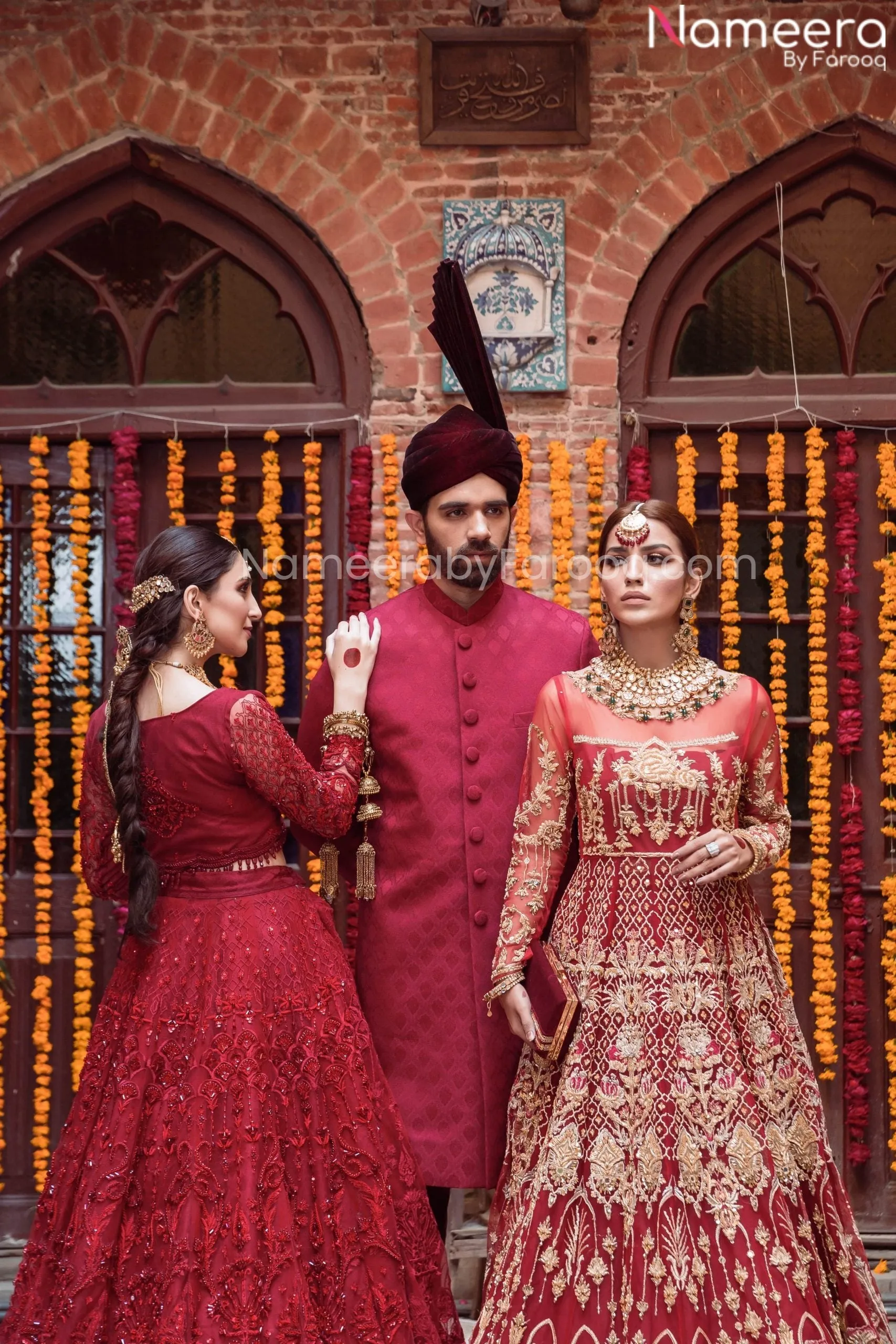 Pakistani Red Maroon Bridal Lehenga for Wedding #BN978