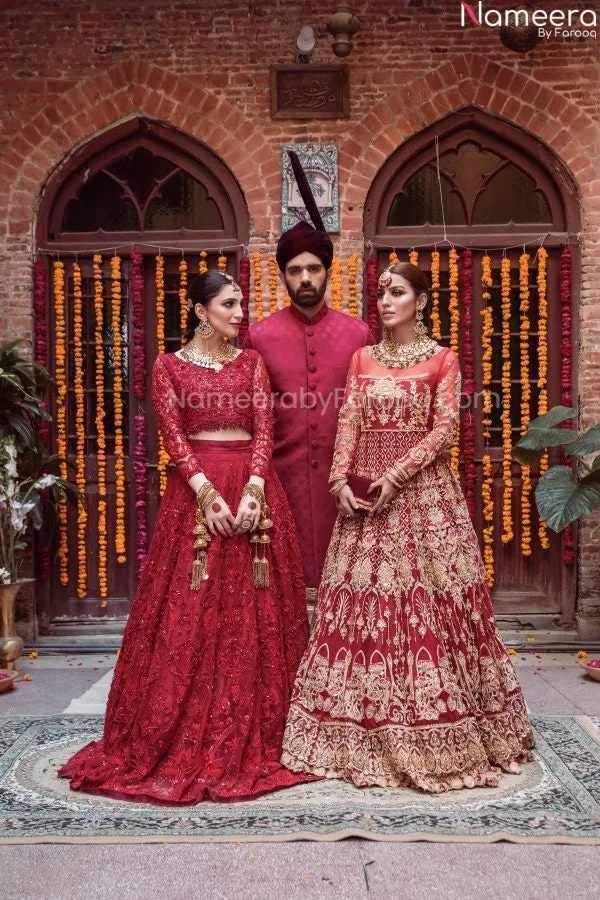 Pakistani Red Maroon Bridal Lehenga for Wedding #BN978