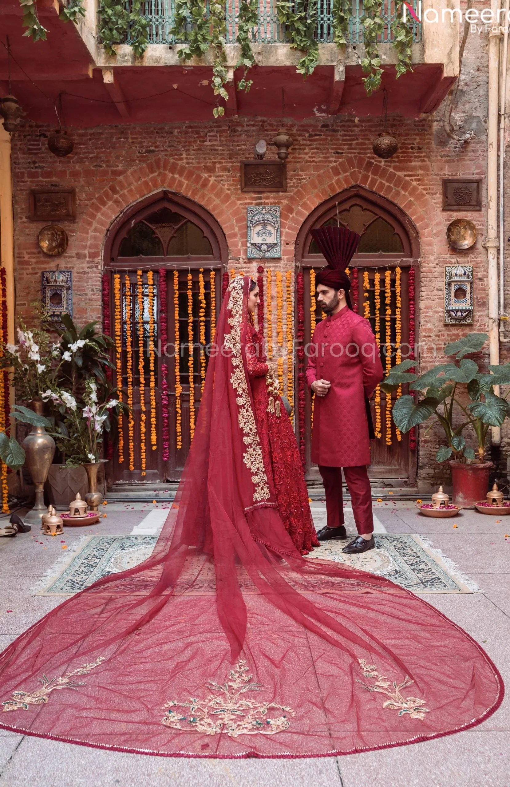 Pakistani Red Maroon Bridal Lehenga for Wedding #BN978