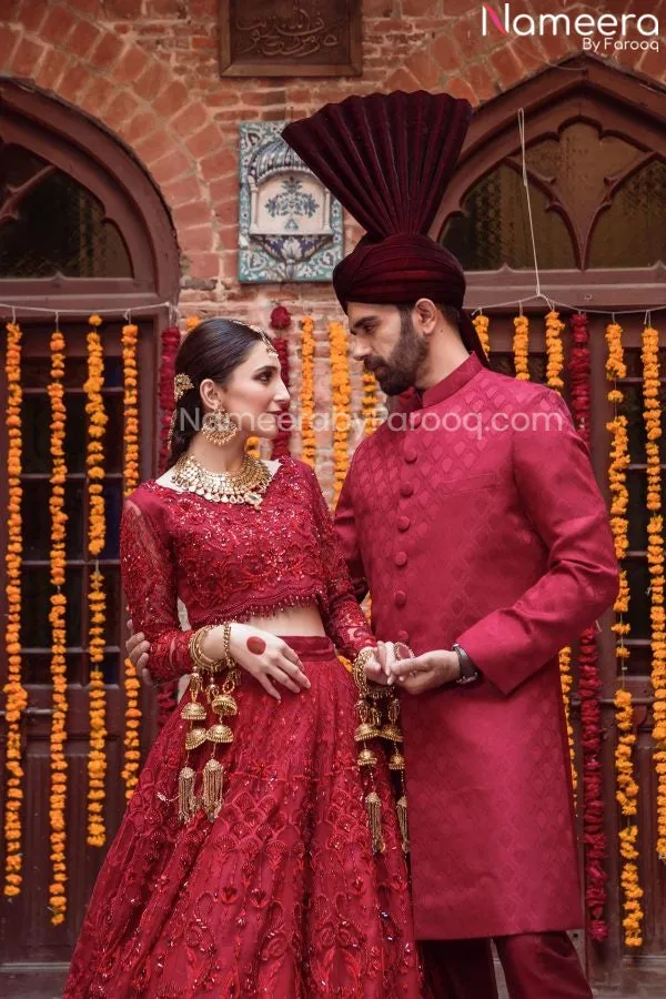 Pakistani Red Maroon Bridal Lehenga for Wedding #BN978
