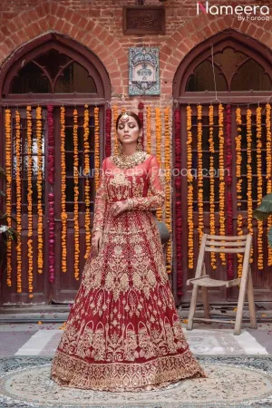 Pakistani Red Maroon Bridal Lehenga for Wedding #BN978
