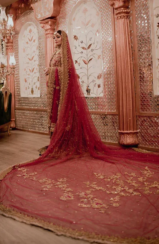 Parisian Embroidered Front Open Shirt with Lehenga & Dupatta