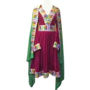 Pashtun Bridal Dress In Maroon Color