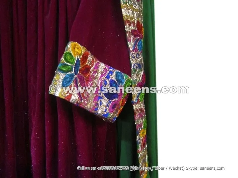 Pashtun Bridal Dress In Maroon Color