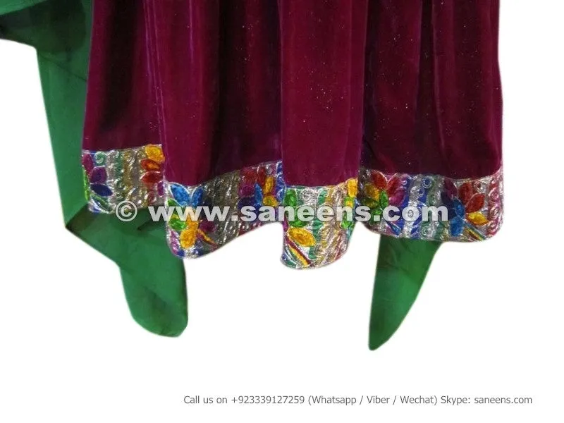Pashtun Bridal Dress In Maroon Color