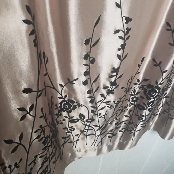 Paul Harris Design vintage long satin embroidered skirt Sz Large