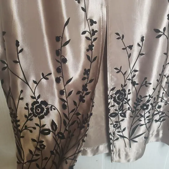 Paul Harris Design vintage long satin embroidered skirt Sz Large