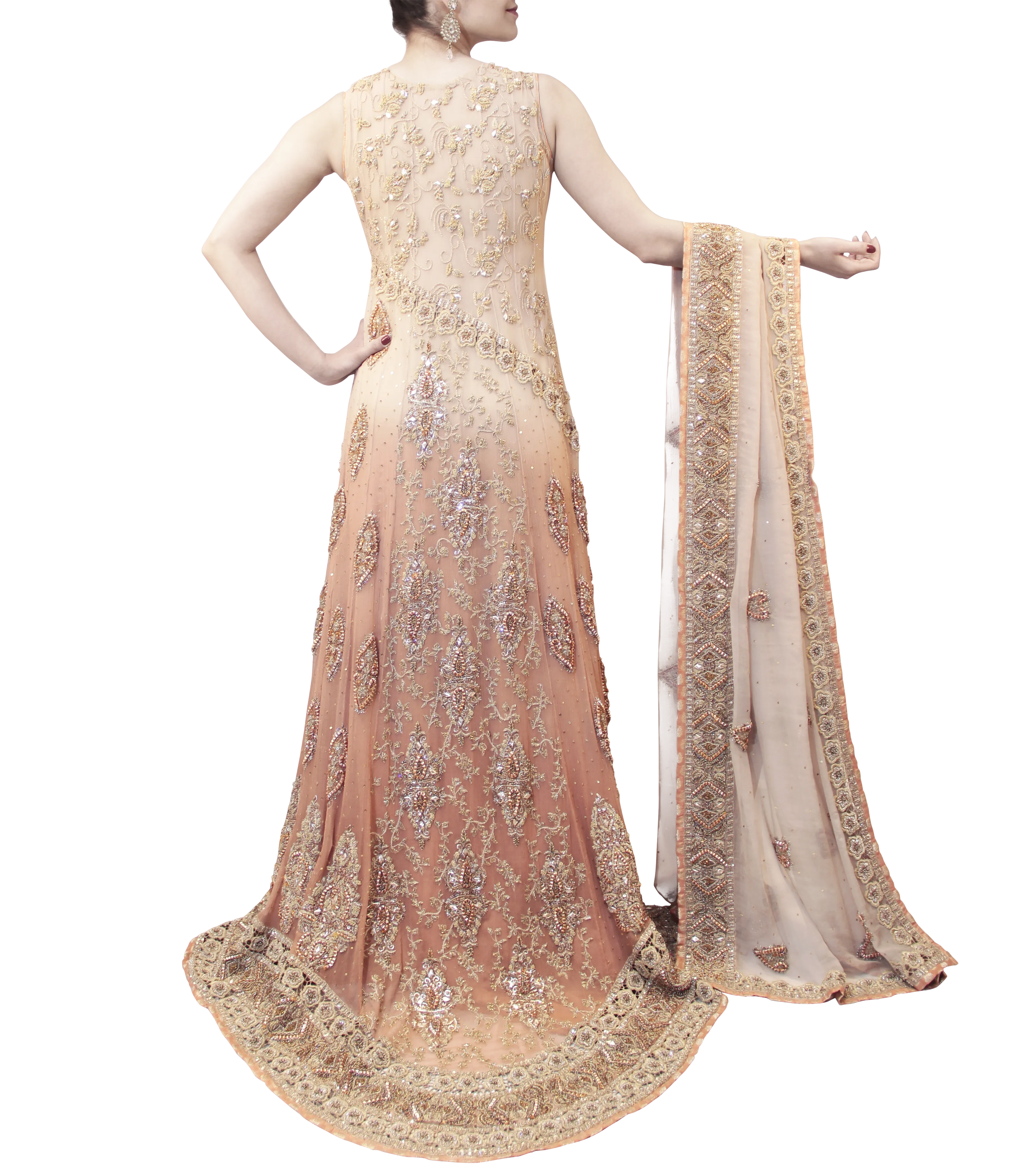 PEACH AND PINK BRIDAL GOWN