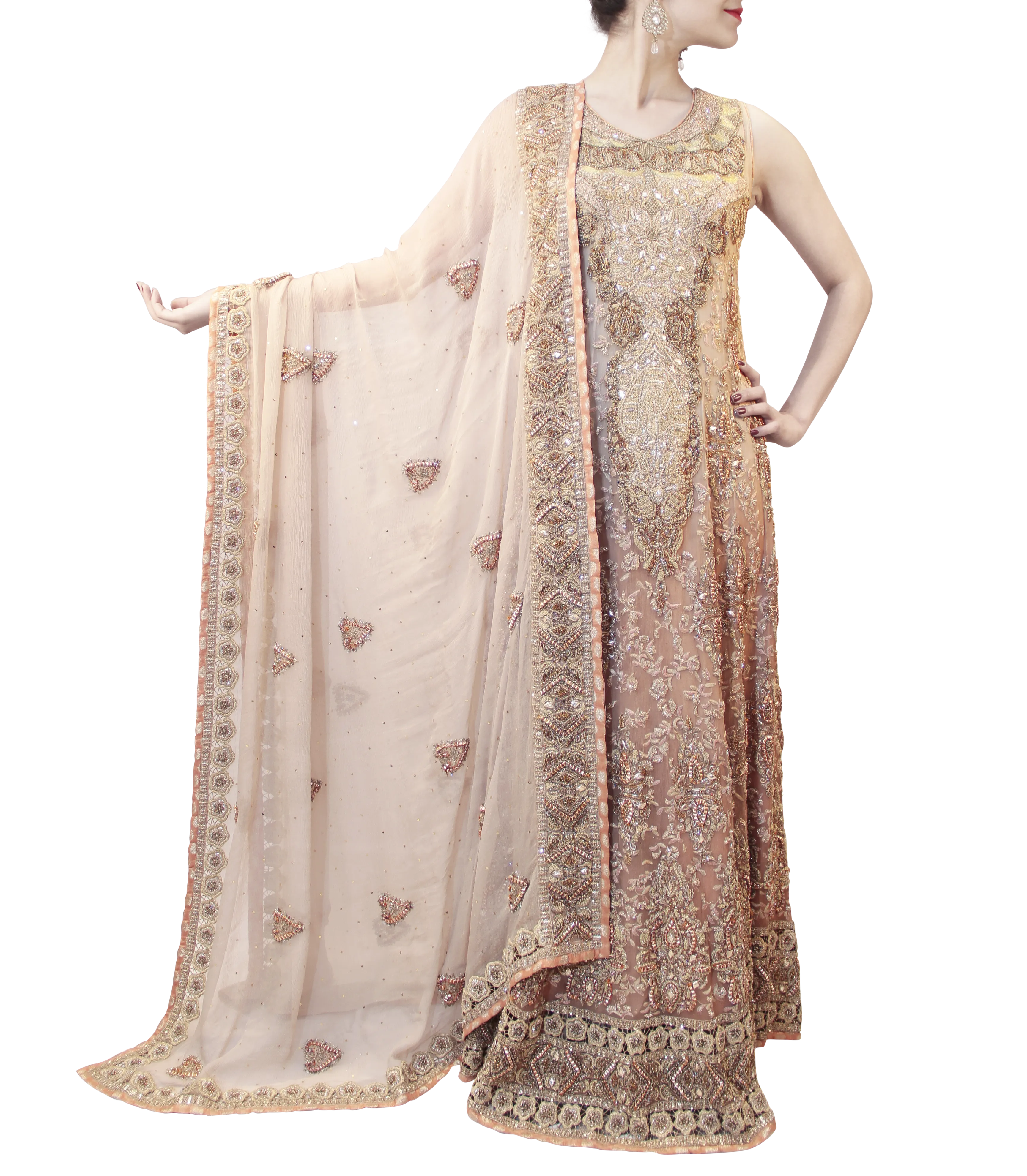 PEACH AND PINK BRIDAL GOWN