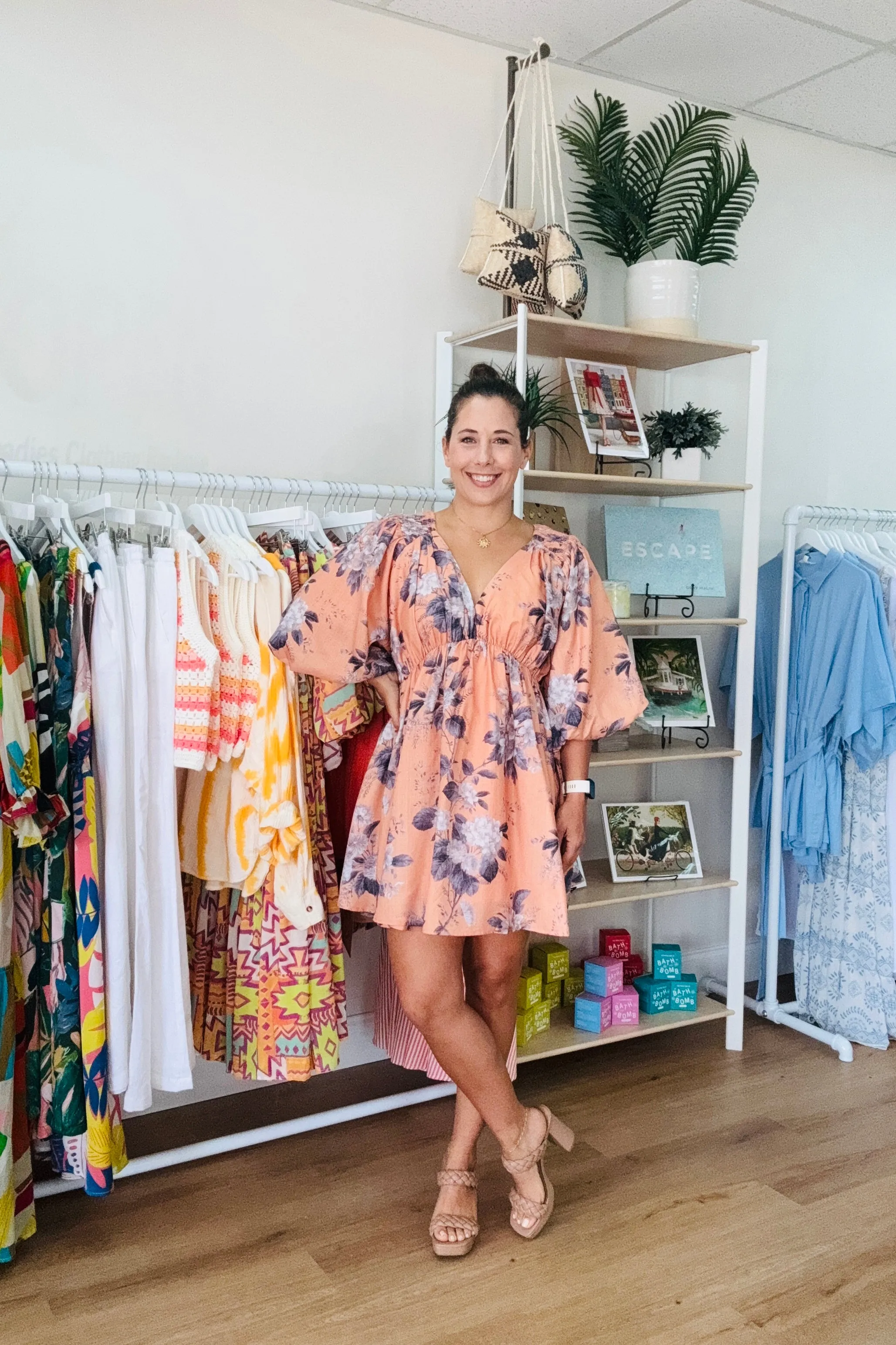 Peach Floral Mini Dress