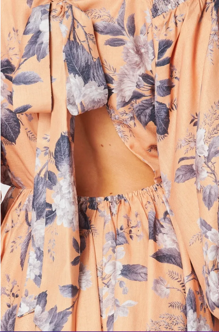 Peach Floral Mini Dress