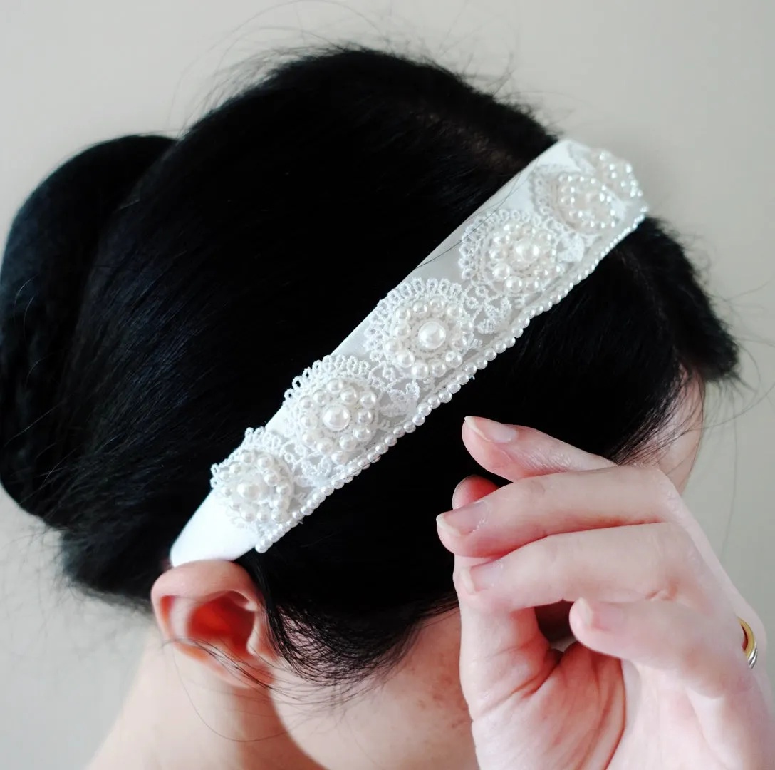 Pearl and Lace Bridal Headband