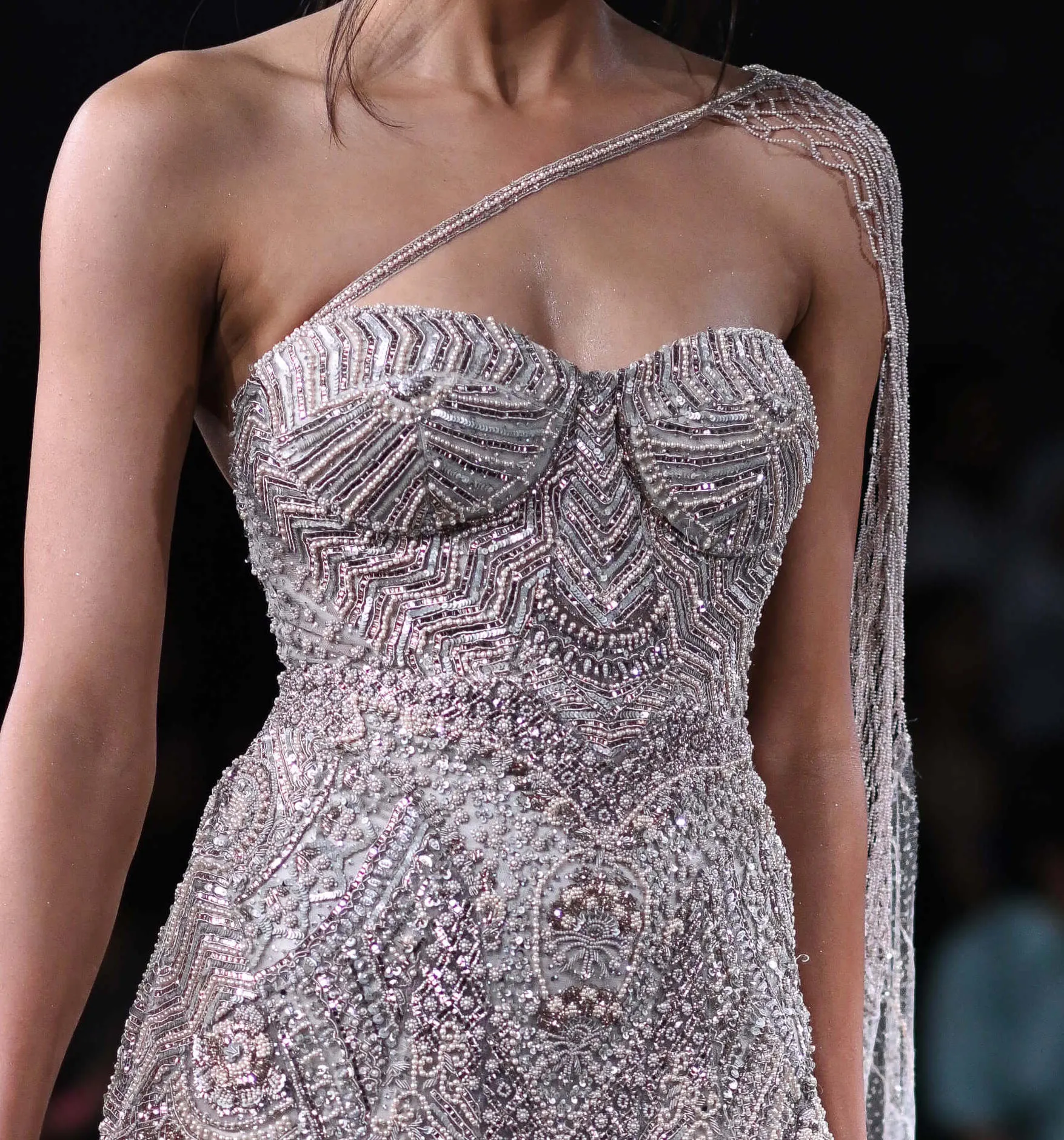 Penelope dusty ivory bustier gown