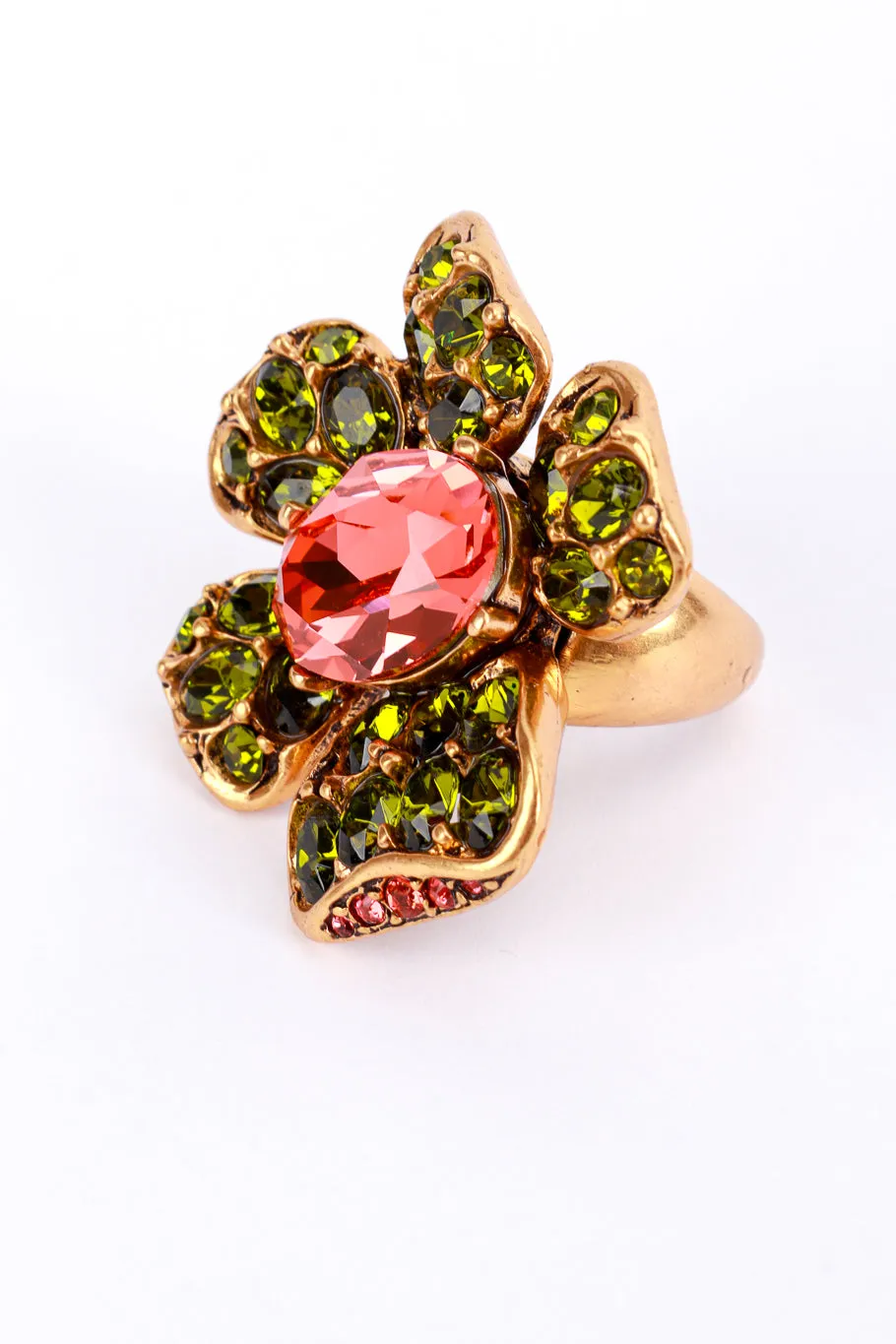 Peridot Blooms Crystal Cocktail Ring