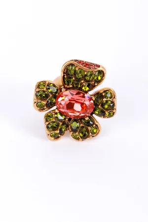 Peridot Blooms Crystal Cocktail Ring