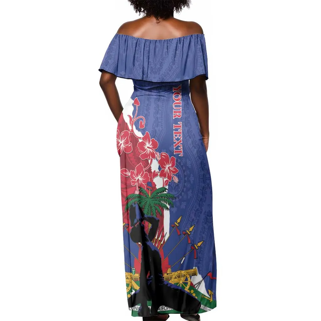 Personalised Afro Haiti Le Marron Inconnu Off Shoulder Maxi Dress Dashiki Mix Polynesian Pattern LT01