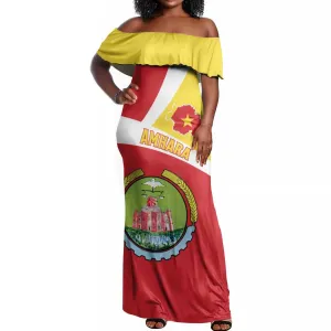 Personalized Amhara Region Off Shoulder Maxi Dress Coat Of Arms With Amhara Map LT15