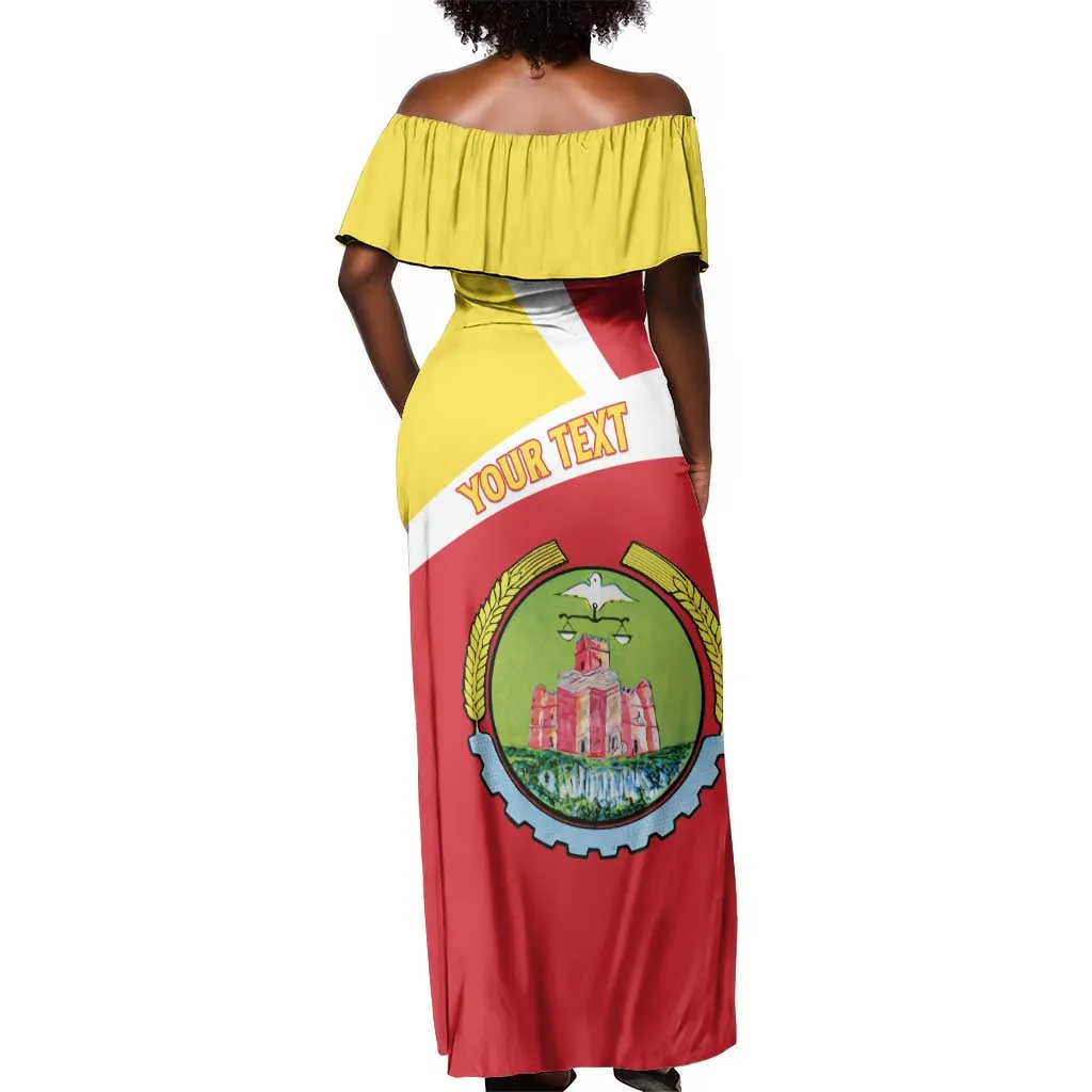 Personalized Amhara Region Off Shoulder Maxi Dress Coat Of Arms With Amhara Map LT15