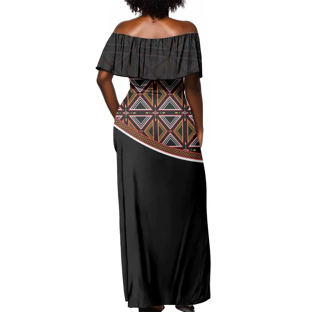 Personalized Bamenda African Off Shoulder Maxi Dress Atoghu Cameroon Print DT02