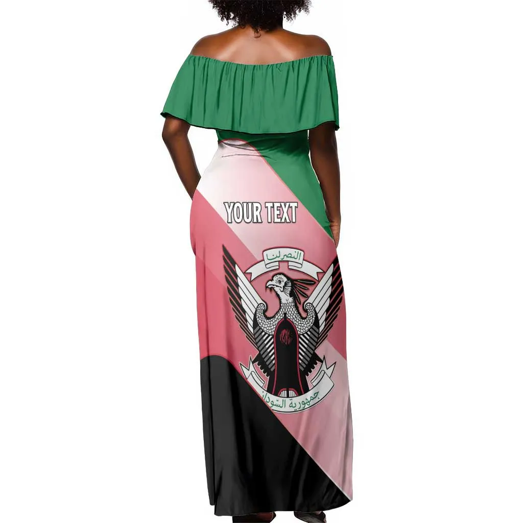 Personalized Sudan Off Shoulder Maxi Dress Coat Of Arms Flag Style LT15