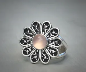 Pink Chalcedony May Flower Ring: 7.5