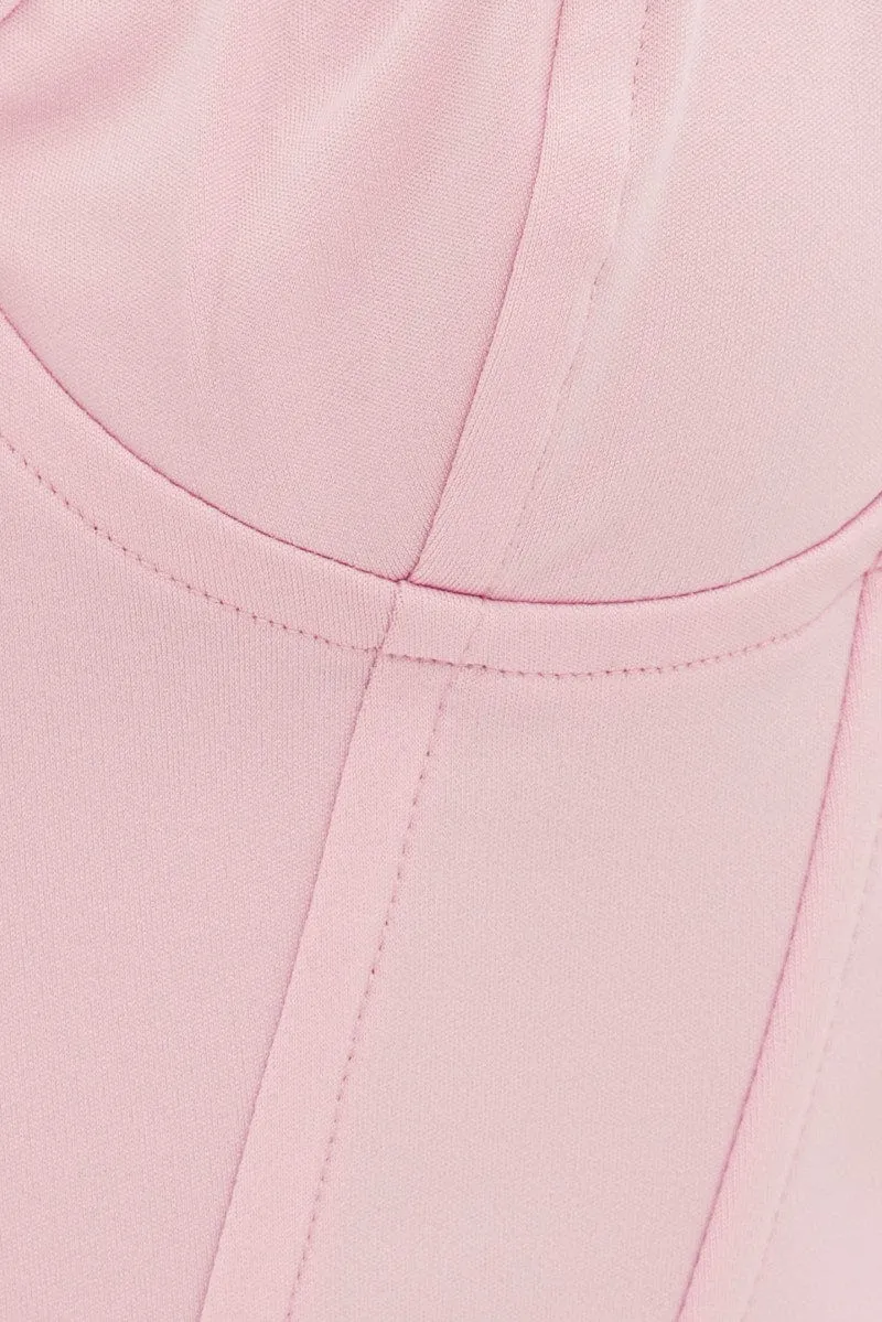Pink Corset Singlet Sleeveless Sweetheart Neck