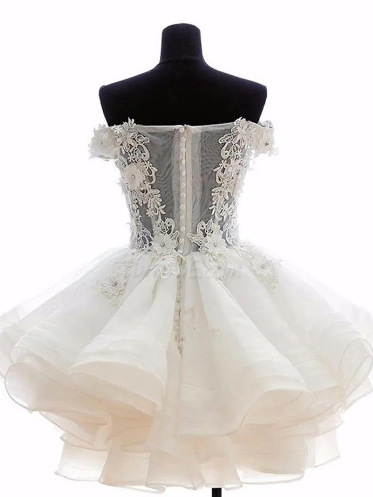 Pink/White Off Shoulder Lace See Through Short Homecoming Dress, Pink/White  Lace Prom Graduation Dress