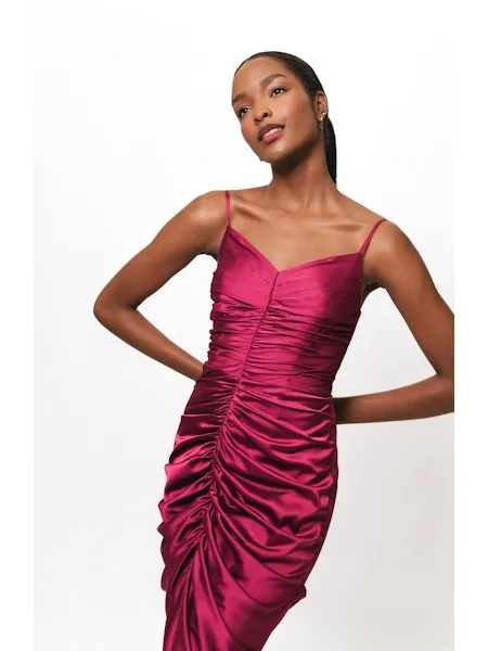 Plum Ruched Midi