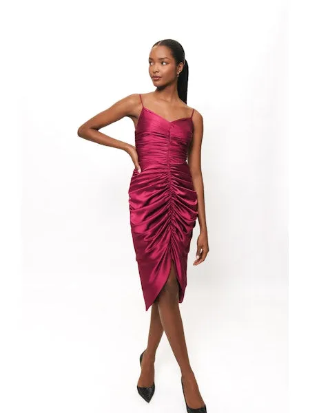 Plum Ruched Midi