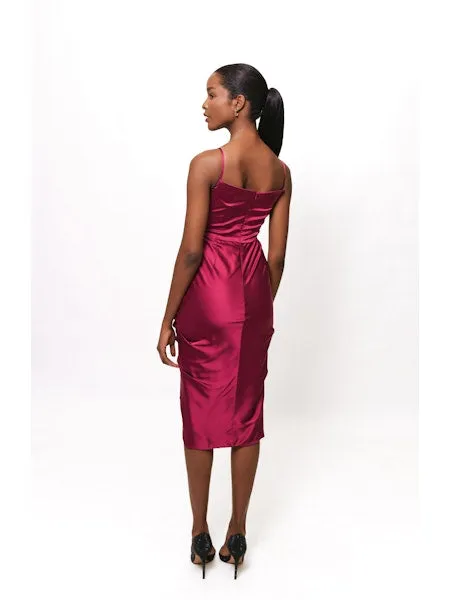 Plum Ruched Midi