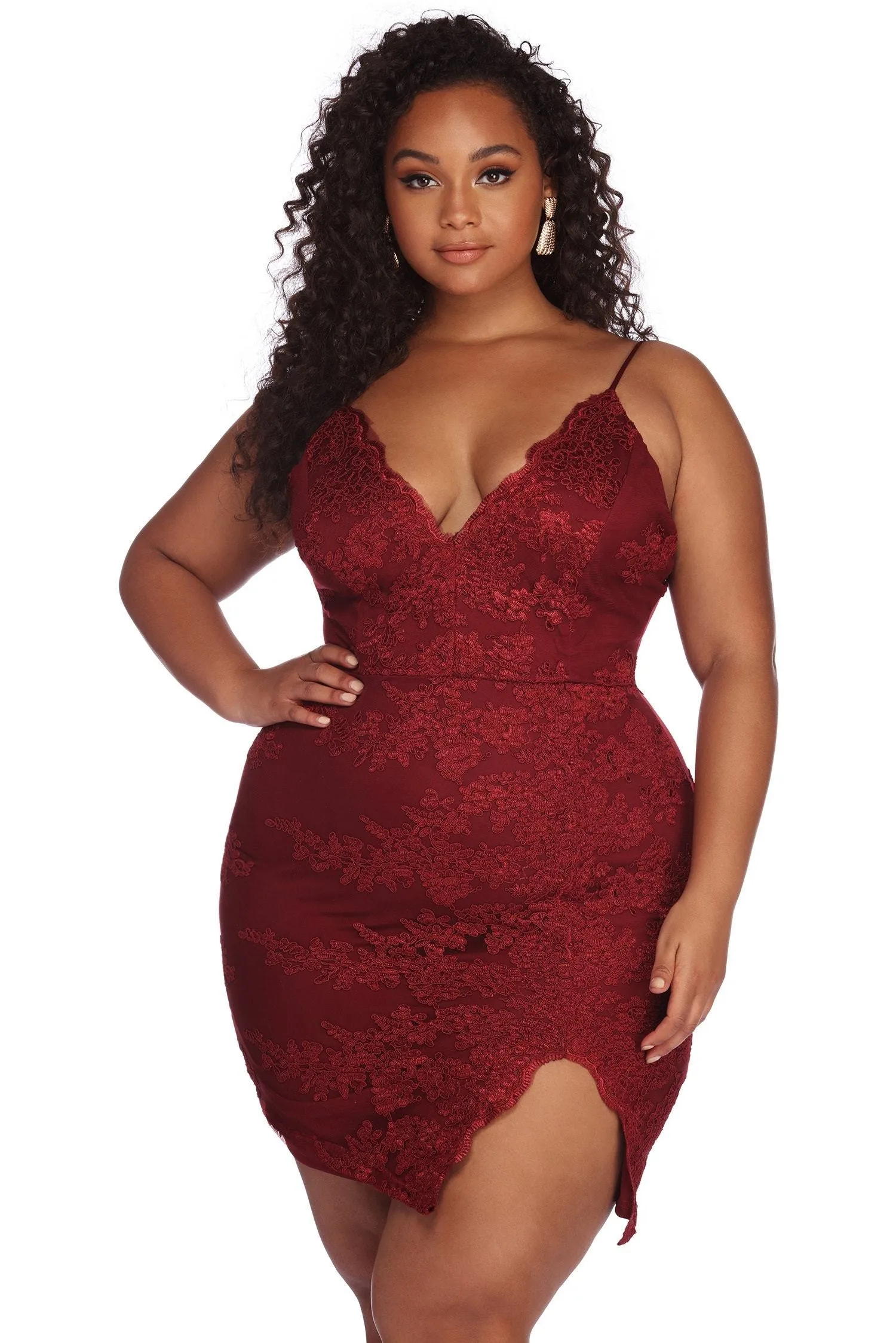 Plus Lace Stylish Darling Mini Dress