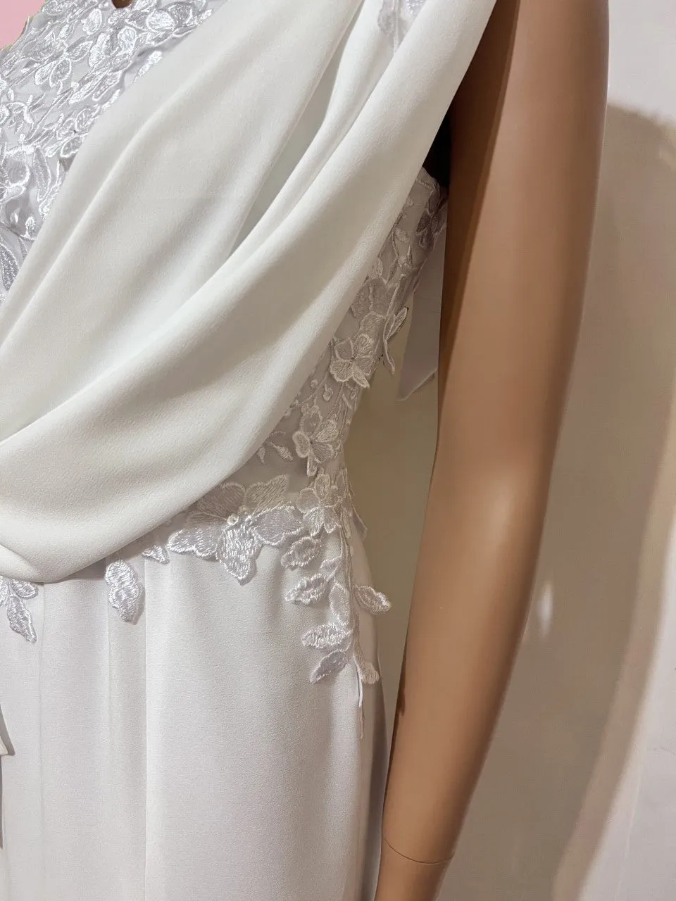 Portofino Gown with Lace top and Drape Detail