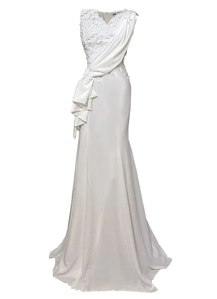 Portofino Gown with Lace top and Drape Detail