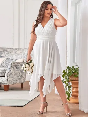 Pretty Knee Length Chiffon Plus Size Wedding Dress