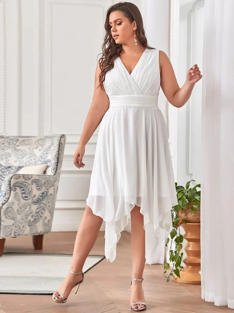 Pretty Knee Length Chiffon Plus Size Wedding Dress