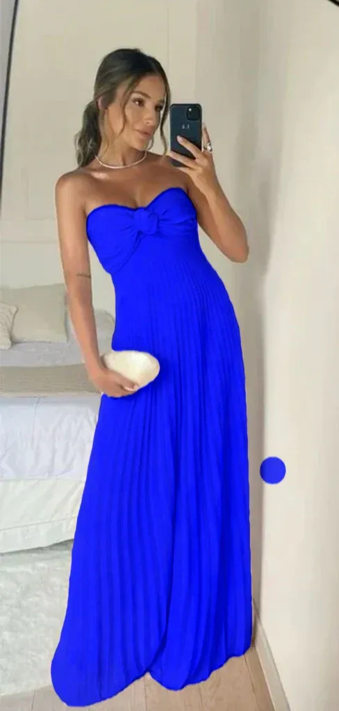 Pretty Pink A-Line Strapless Chiffon Long Party Dress Wedding Guest Dress, D689