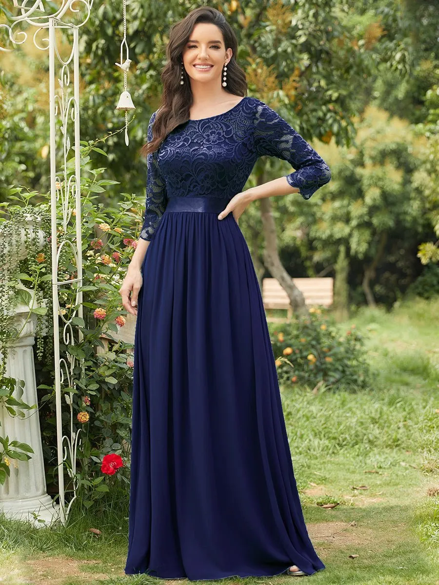 Pricilla lace and chiffon dress in navy blue Express NZ wide
