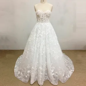 Princess Lace Overlay Ball Gown Wedding Dress with Sweetheart