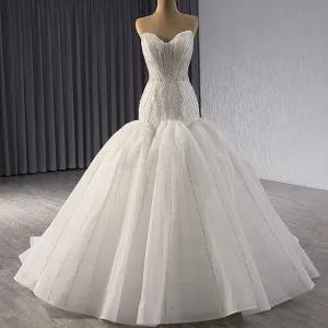 Princess Sparkly Sequins Bridal Trumpet Wedding Dress