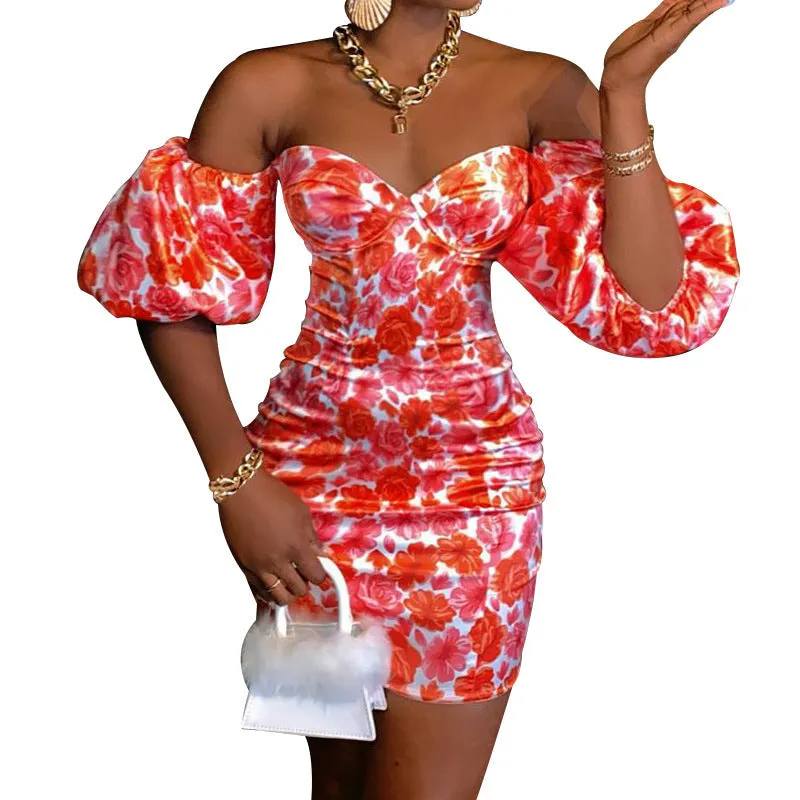 Printed Off-shoulder Dress
