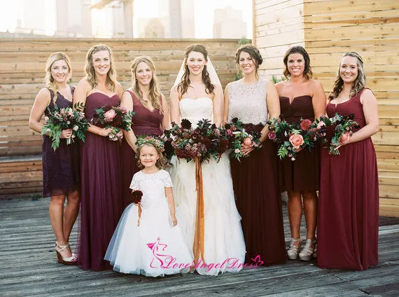 Puffy Tulle Lace Short Sleeves Flower Girls Wedding Party Dress