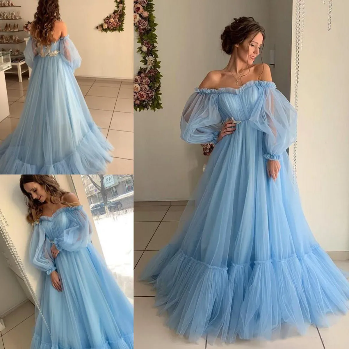 Quinceanera Dresses A-line Bohemian Tulle Beach Summer Prom Dresses