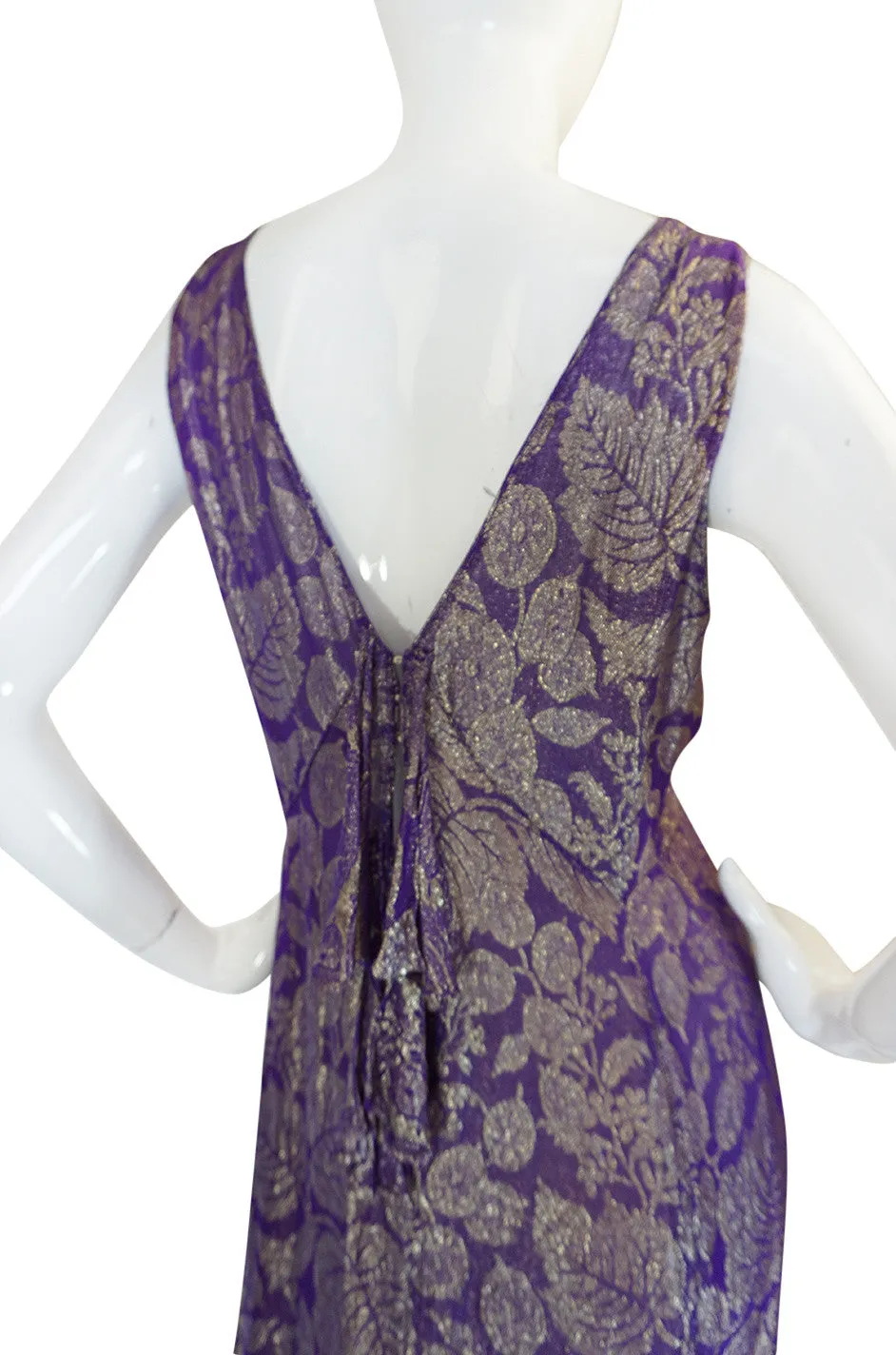 Rare & Extraordinary 1920s Purple & Gold Metallic Lame Gown