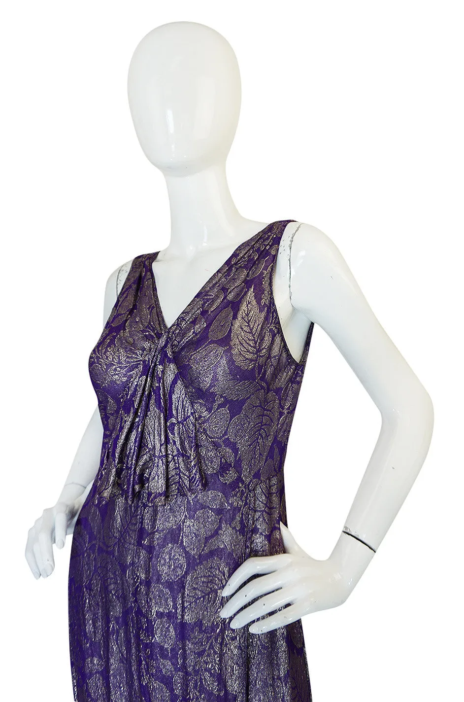 Rare & Extraordinary 1920s Purple & Gold Metallic Lame Gown