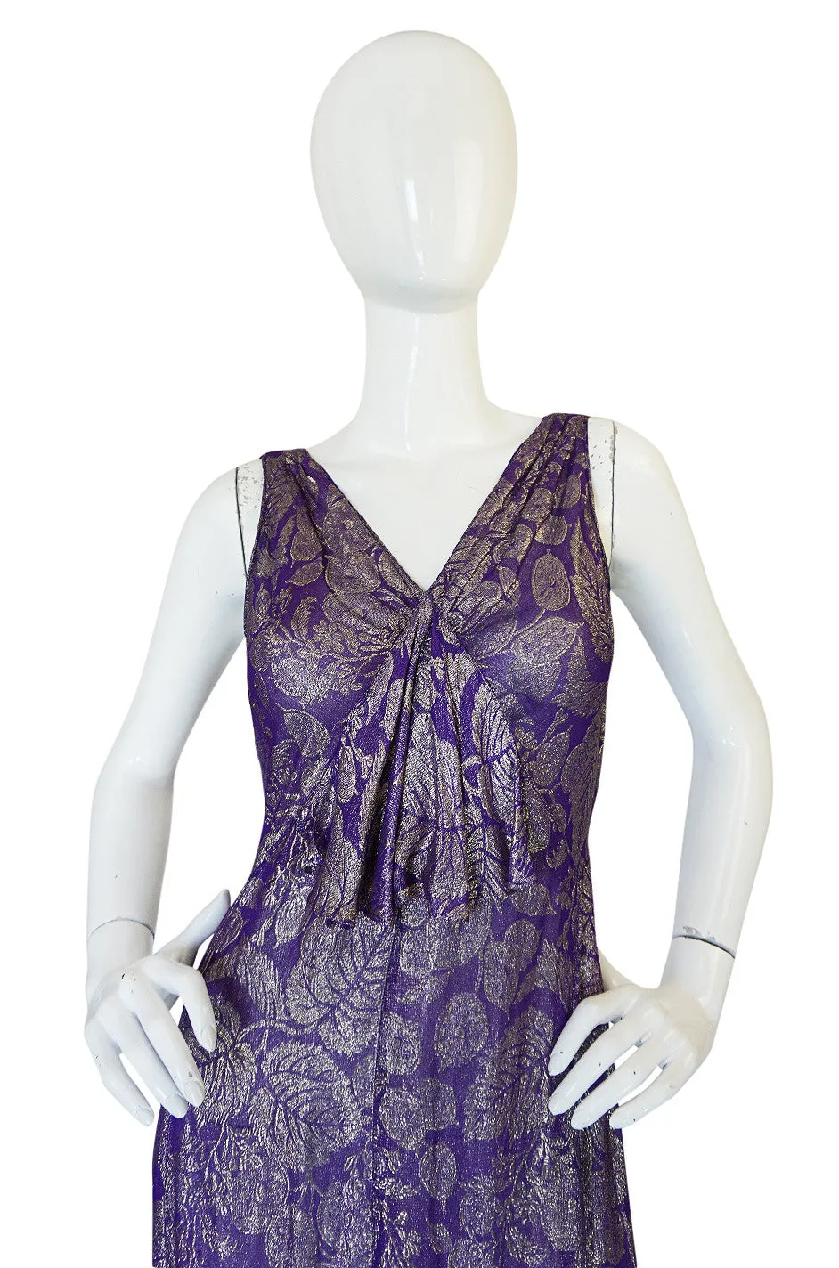 Rare & Extraordinary 1920s Purple & Gold Metallic Lame Gown