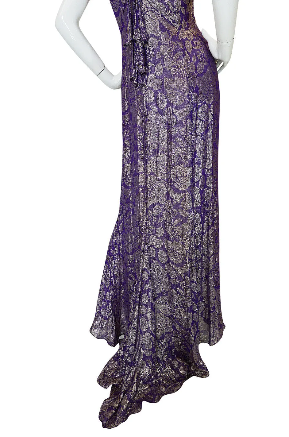 Rare & Extraordinary 1920s Purple & Gold Metallic Lame Gown
