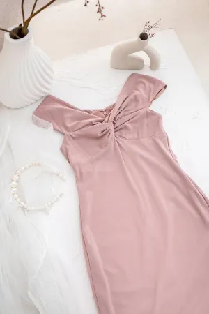 RAYE SWEETHEART TWIST DRESS IN MAUVE PINK