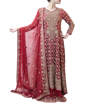 RED AND GOLD PAKISTANI BRIDAL LEHENGA